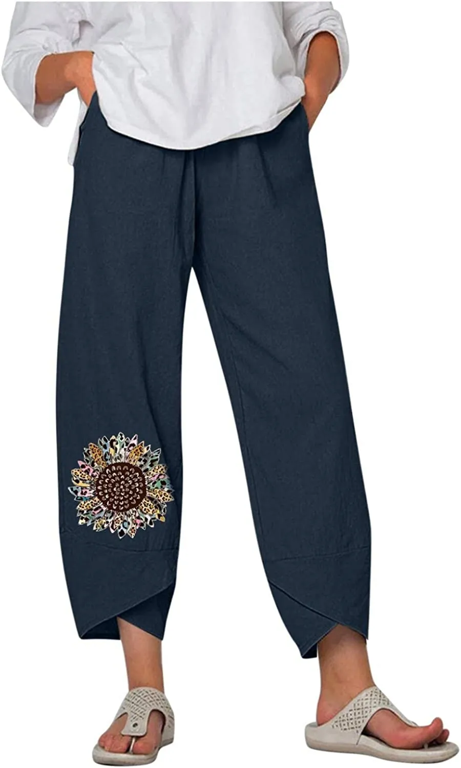FashionSierra - Palazzo Lounge Pants Wide Leg Printed Cropped Bottoms Baggy Trousers Sweatpants