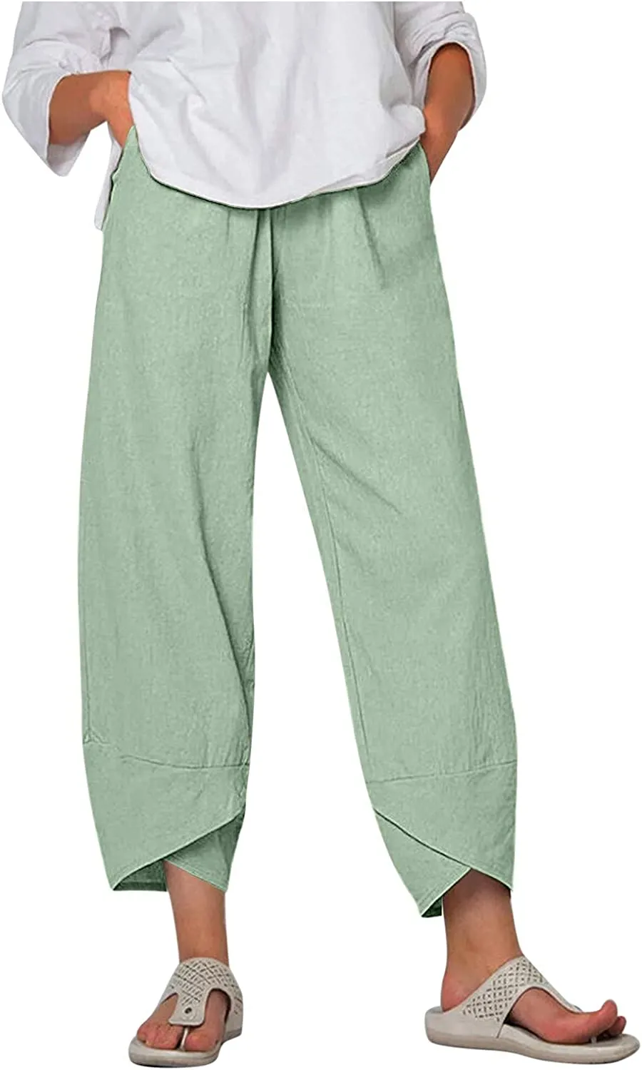 FashionSierra - Palazzo Lounge Pants Wide Leg Printed Cropped Bottoms Baggy Trousers Sweatpants