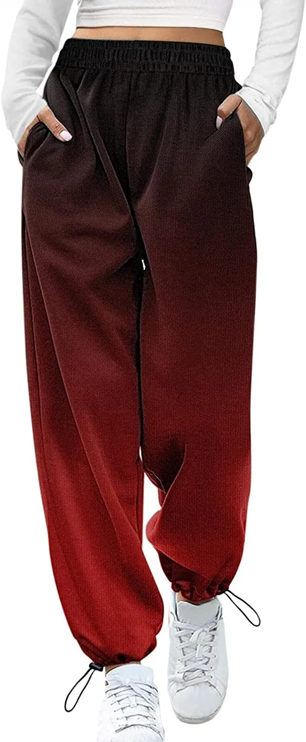 FashionSierra - Palazzo Lounge Pants Wide Leg Printed Cropped Bottoms Baggy Trousers Sweatpants