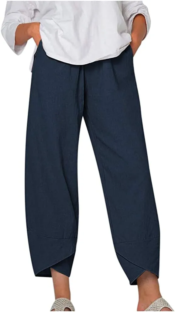 FashionSierra - Palazzo Lounge Pants Wide Leg Printed Cropped Bottoms Baggy Trousers Sweatpants