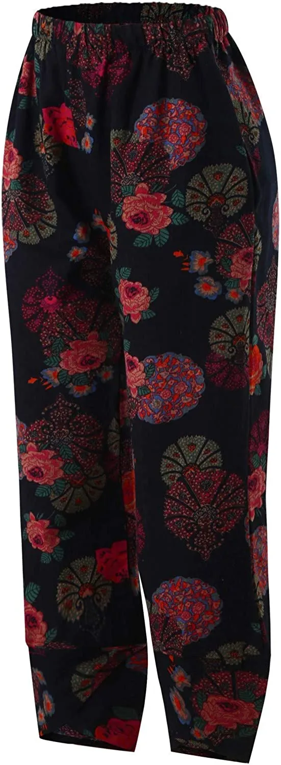 FashionSierra - Palazzo Lounge Pants Wide Leg Printed Cropped Bottoms Baggy Trousers Sweatpants