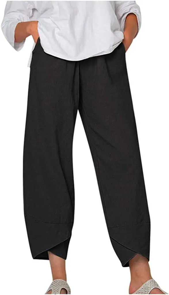 FashionSierra - Palazzo Lounge Pants Wide Leg Printed Cropped Bottoms Baggy Trousers Sweatpants