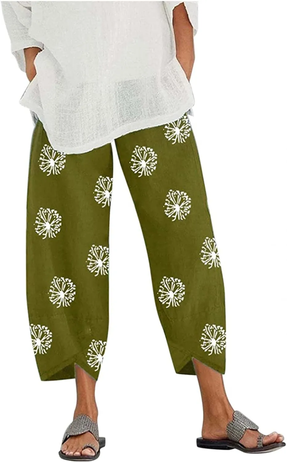 FashionSierra - Palazzo Lounge Pants Wide Leg Printed Cropped Bottoms Baggy Trousers Sweatpants