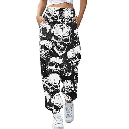 FashionSierra - Palazzo Lounge Pants Wide Leg Printed Cropped Bottoms Baggy Trousers Sweatpants