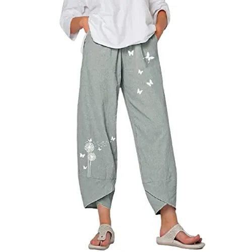FashionSierra - Palazzo Lounge Pants Wide Leg Printed Cropped Bottoms Baggy Trousers Sweatpants