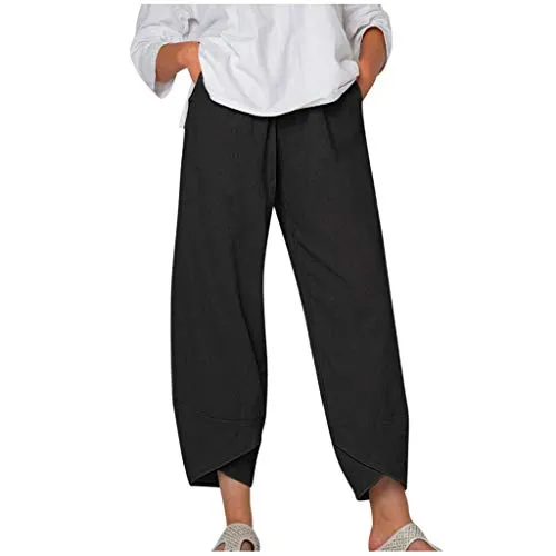 FashionSierra - Palazzo Lounge Pants Wide Leg Printed Cropped Bottoms Baggy Trousers Sweatpants