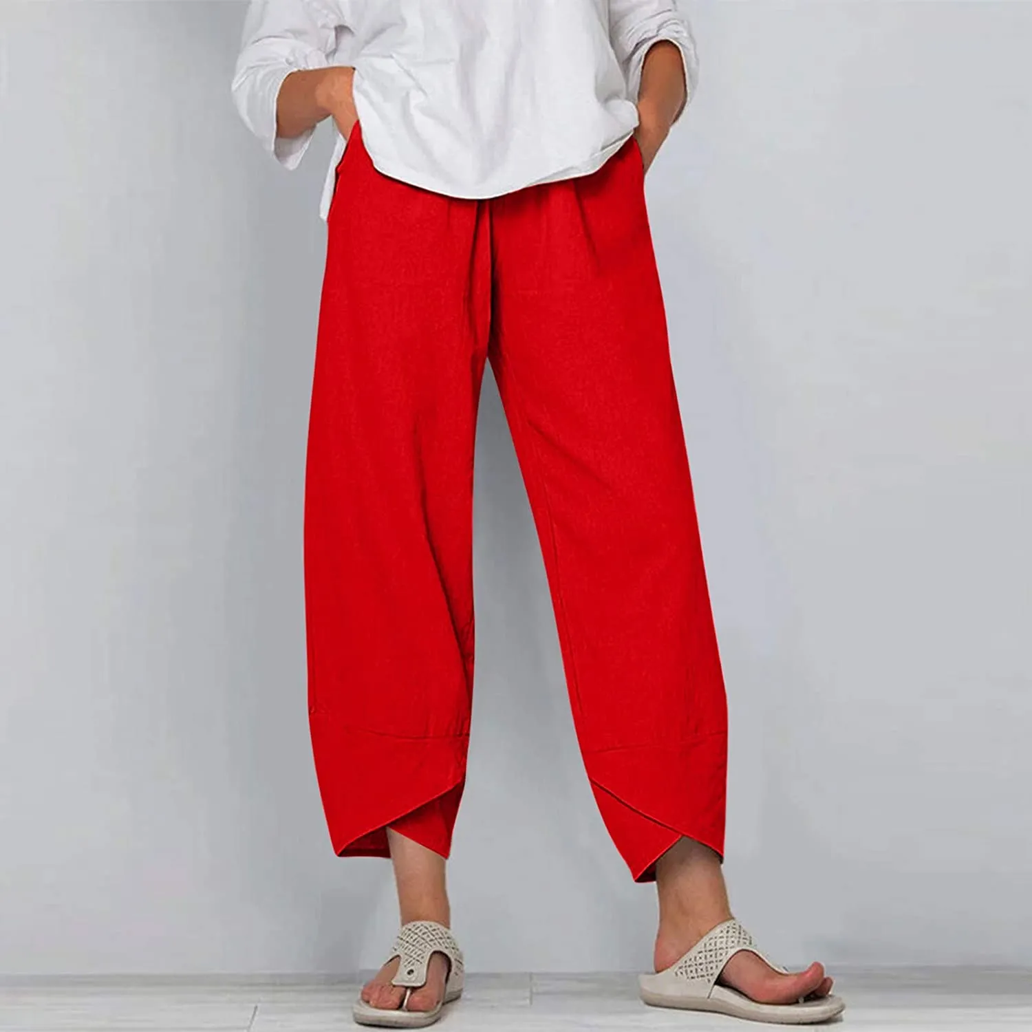 FashionSierra - Palazzo Lounge Pants Wide Leg Printed Cropped Bottoms Baggy Trousers Sweatpants