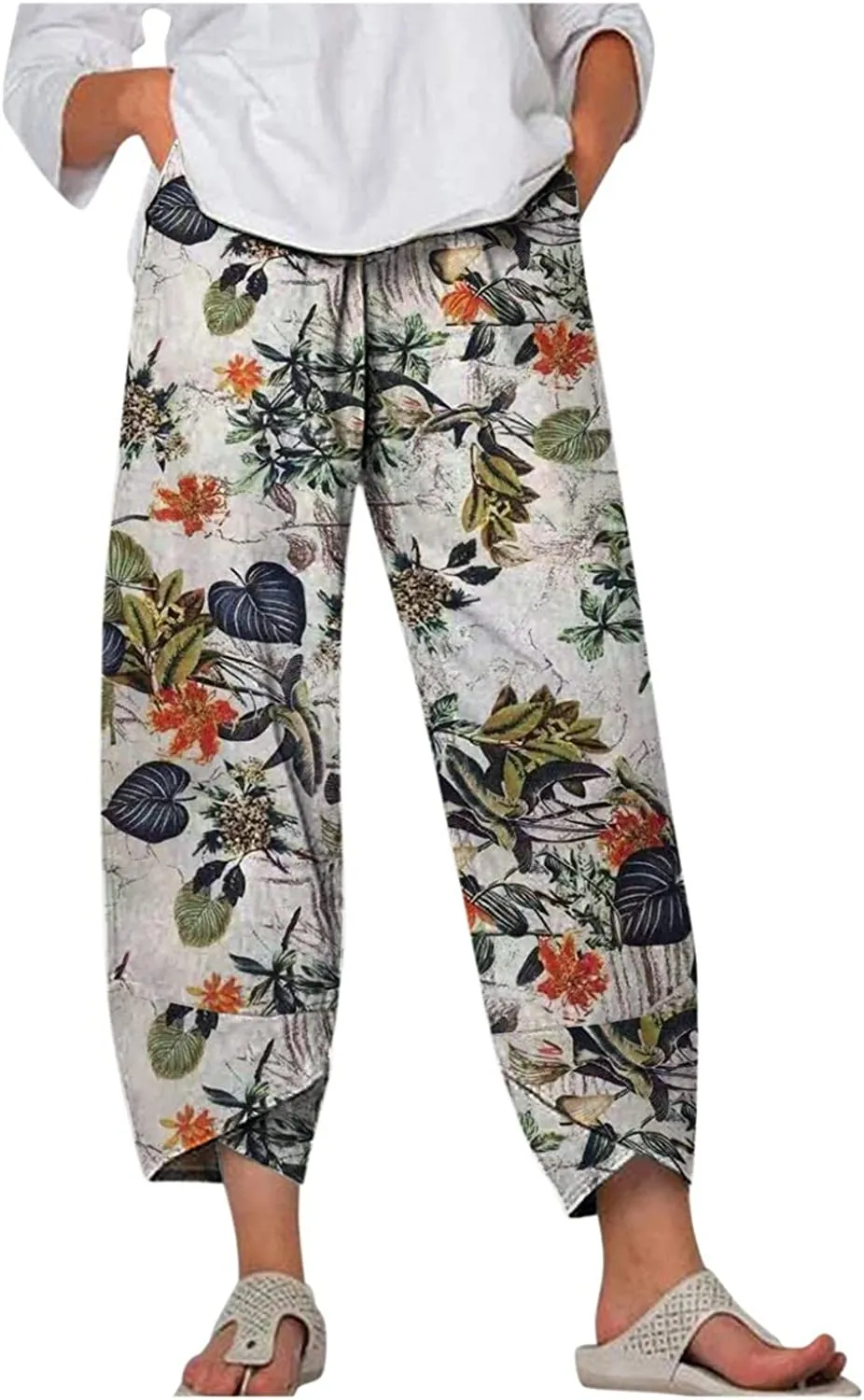 FashionSierra - Palazzo Lounge Pants Wide Leg Printed Cropped Bottoms Baggy Trousers Sweatpants