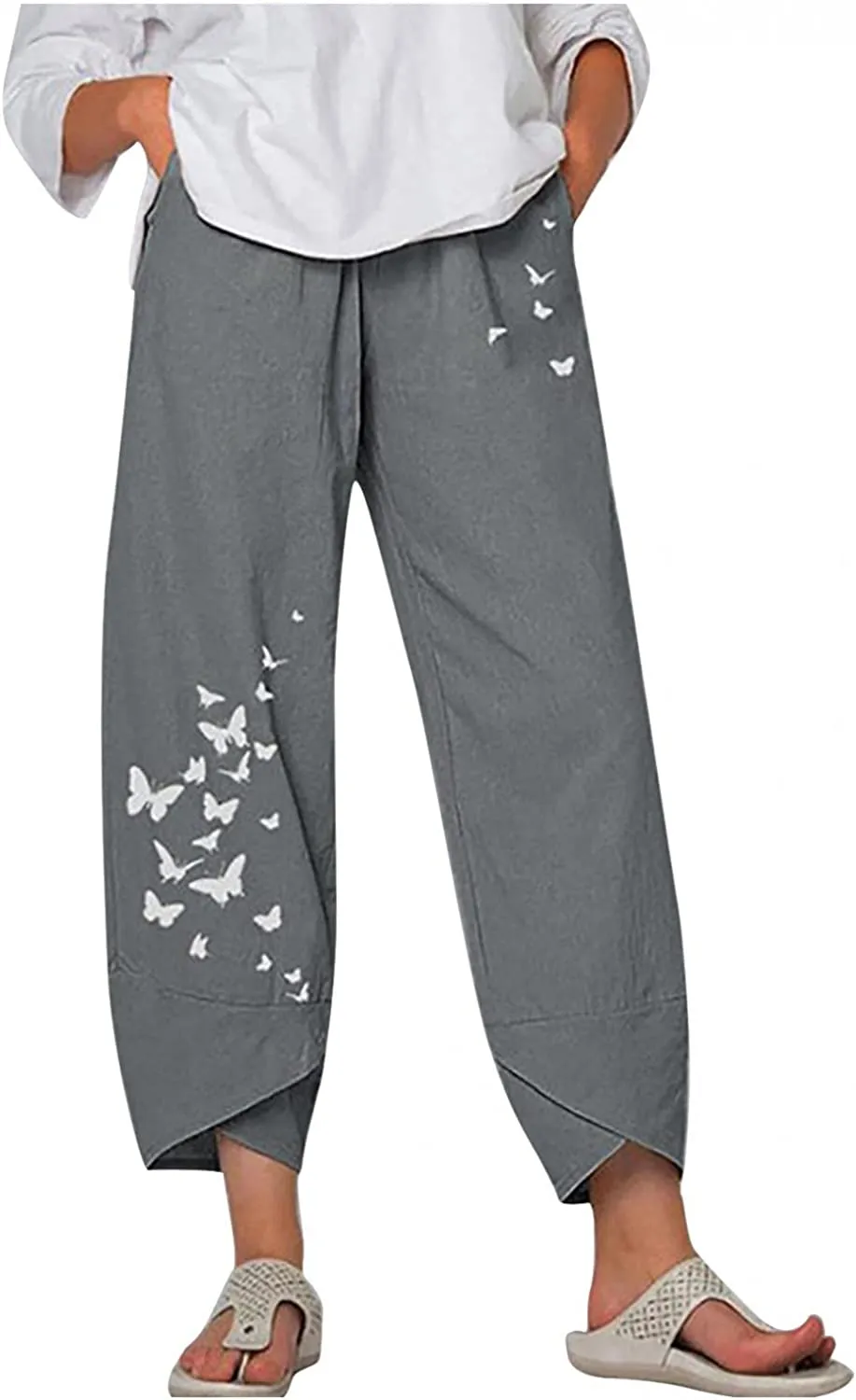 FashionSierra - Palazzo Lounge Pants Wide Leg Printed Cropped Bottoms Baggy Trousers Sweatpants