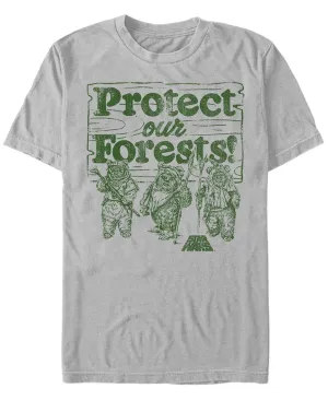 Fifth Sun Men's Protect Our Forest Short Sleeve Crew Neck T-Shirt silver