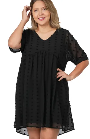 FINAL SALE Curvy Vivian Swiss Dot Babydoll Dress