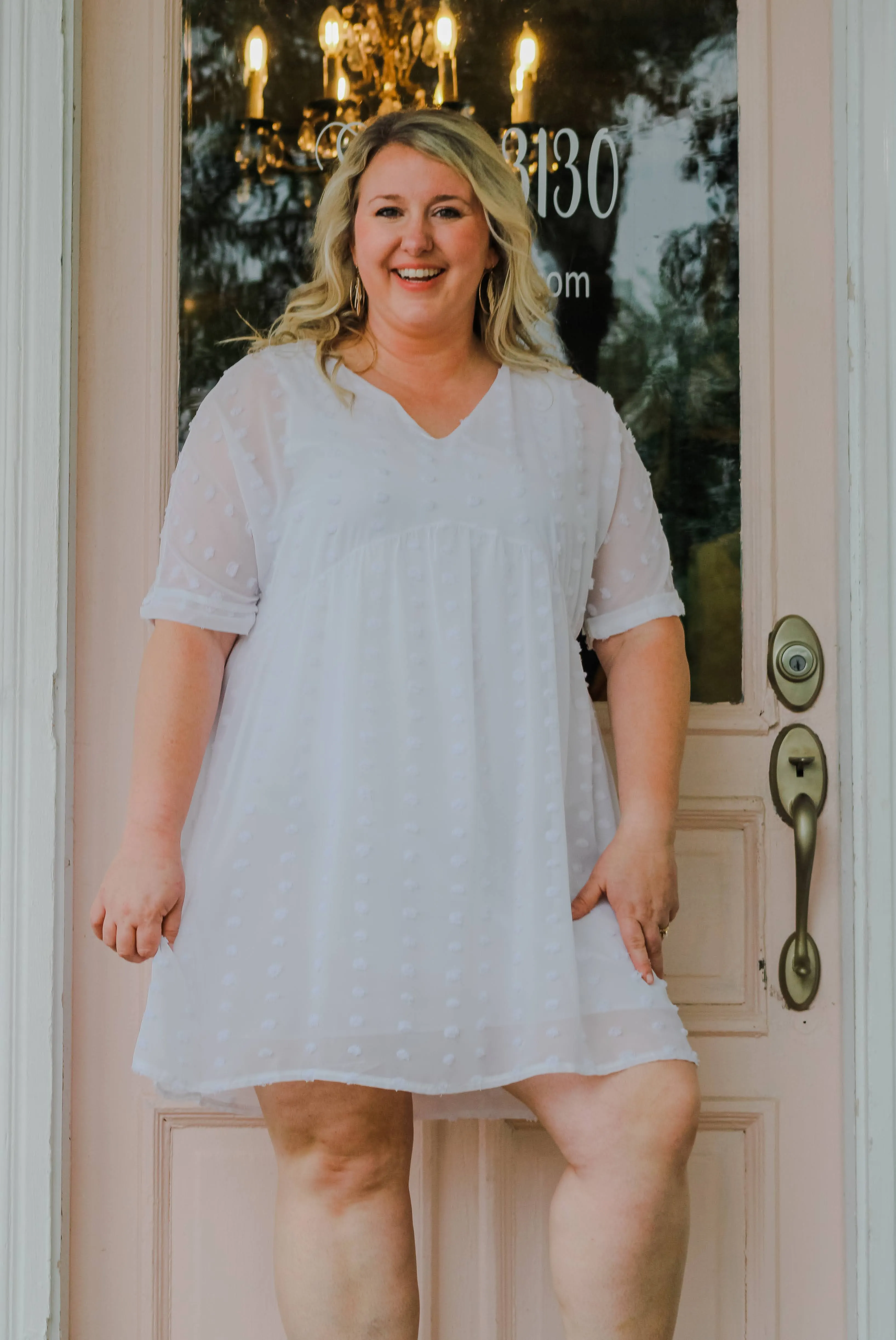 FINAL SALE Curvy Vivian Swiss Dot Babydoll Dress