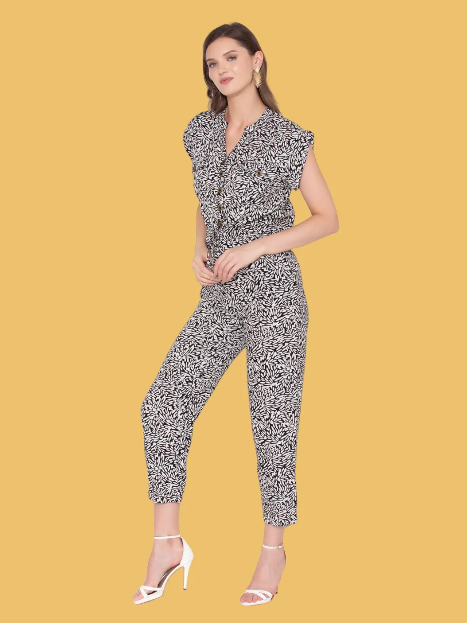 Flawless Women Black Print Jumpsuit