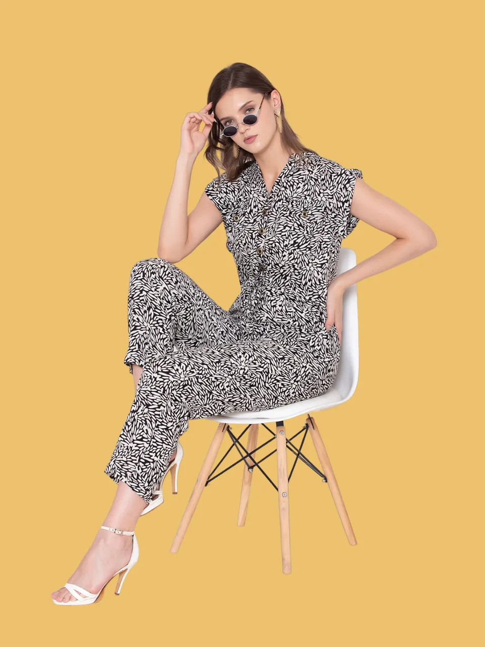 Flawless Women Black Print Jumpsuit