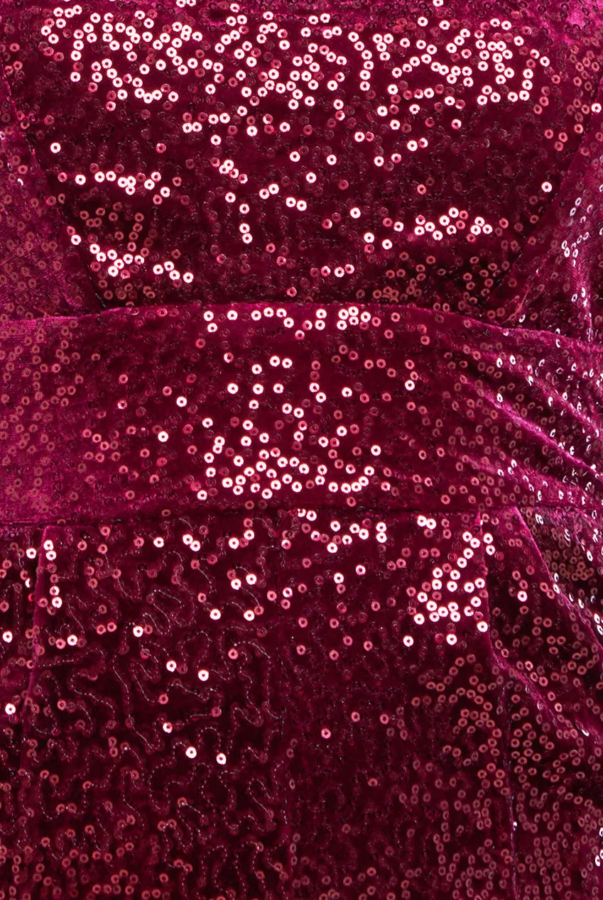 Goddiva Patterned Sequin Velvet Corset Jumpsuit