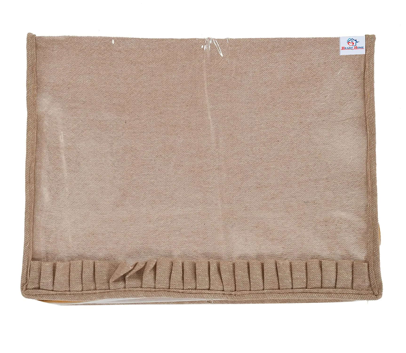 Heart Home Laminated Transparent Waterproof Underbed Storage Bag, Storage Organiser For Quilts, Blankets, Pillows, Bedsheets, Towels, Summer and Winter Cloth- Pack of 2 (Ivory)-HS_38_HEARTH21451