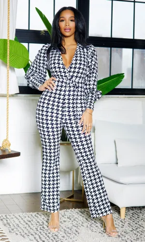 Houndstooth Belted Jumpsuit PREORDER