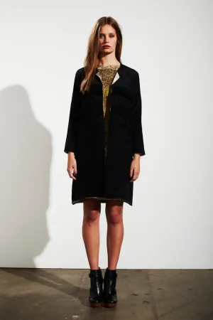 Indigenous Solid Black Overcoat