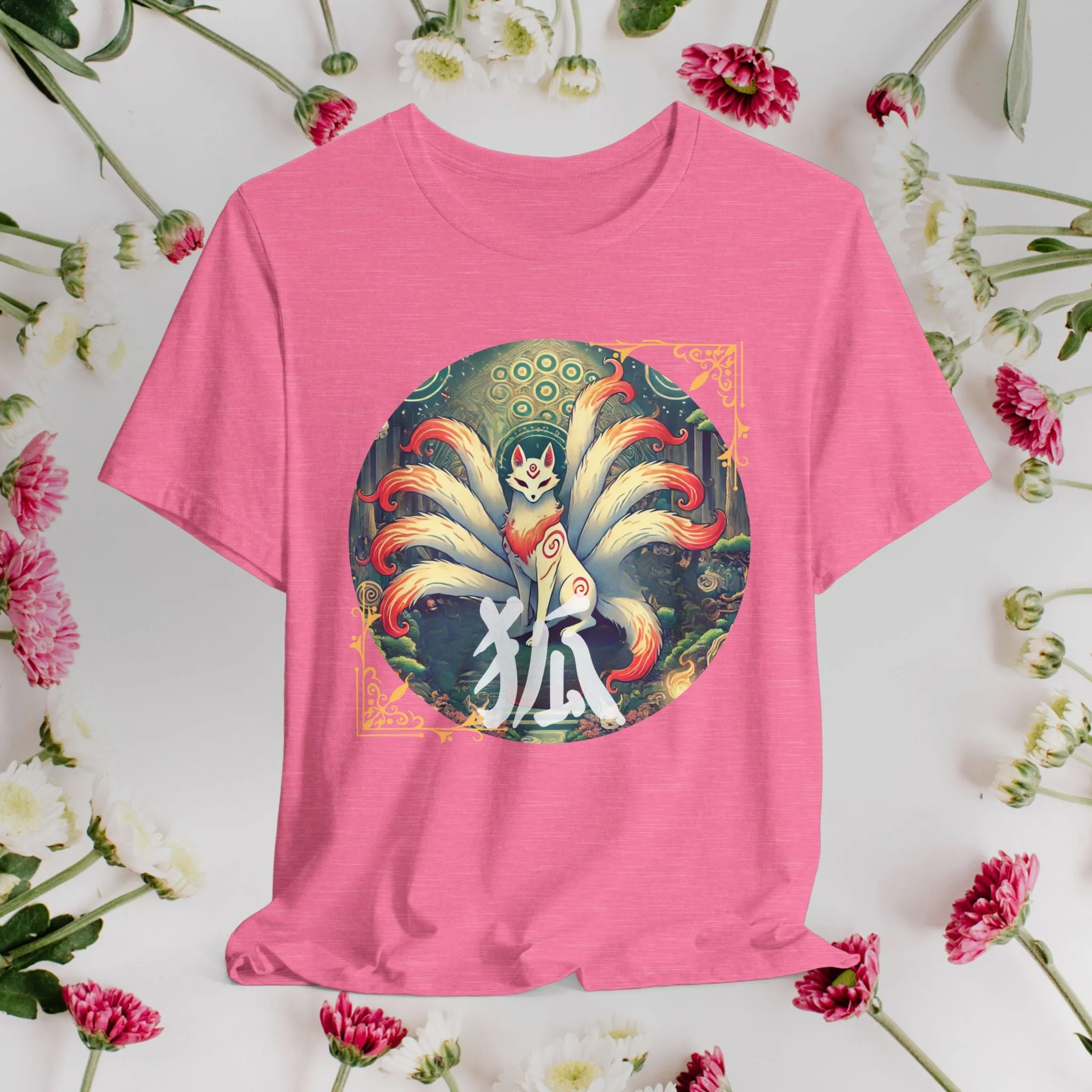 Japanese Fox T-Shirt: Mystical Kitsune Yokai Design