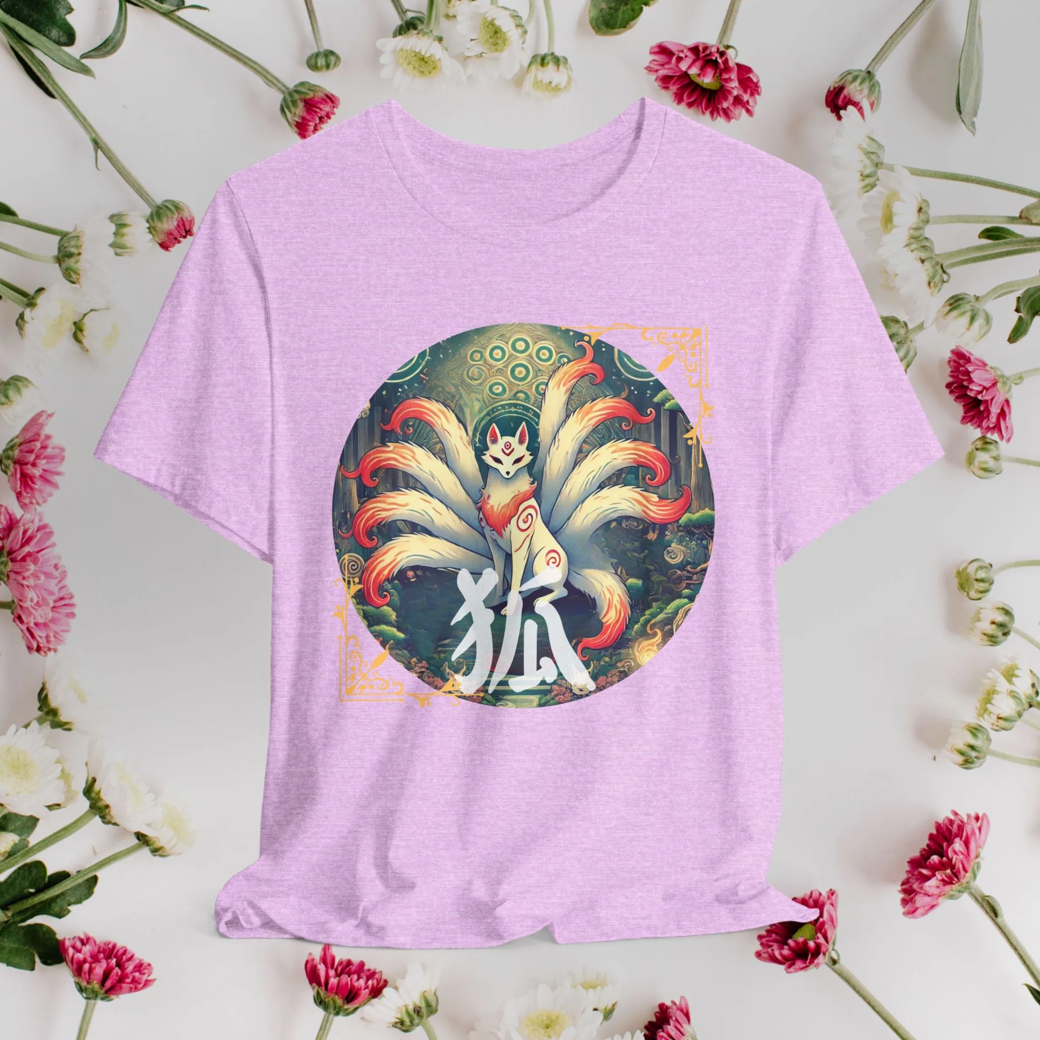 Japanese Fox T-Shirt: Mystical Kitsune Yokai Design