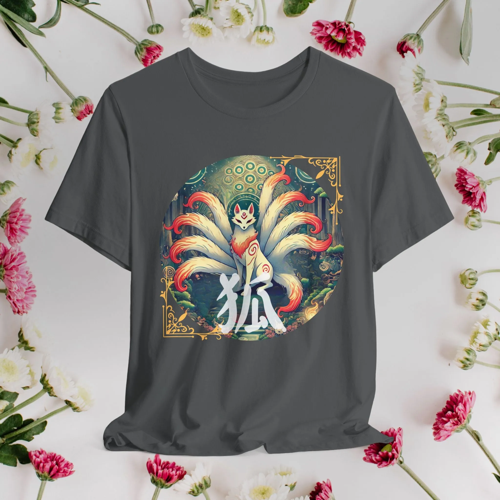 Japanese Fox T-Shirt: Mystical Kitsune Yokai Design