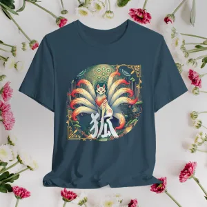 Japanese Fox T-Shirt: Mystical Kitsune Yokai Design