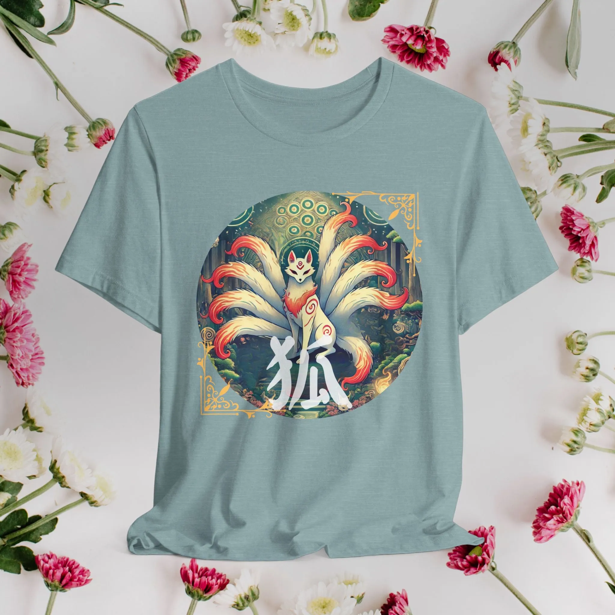 Japanese Fox T-Shirt: Mystical Kitsune Yokai Design