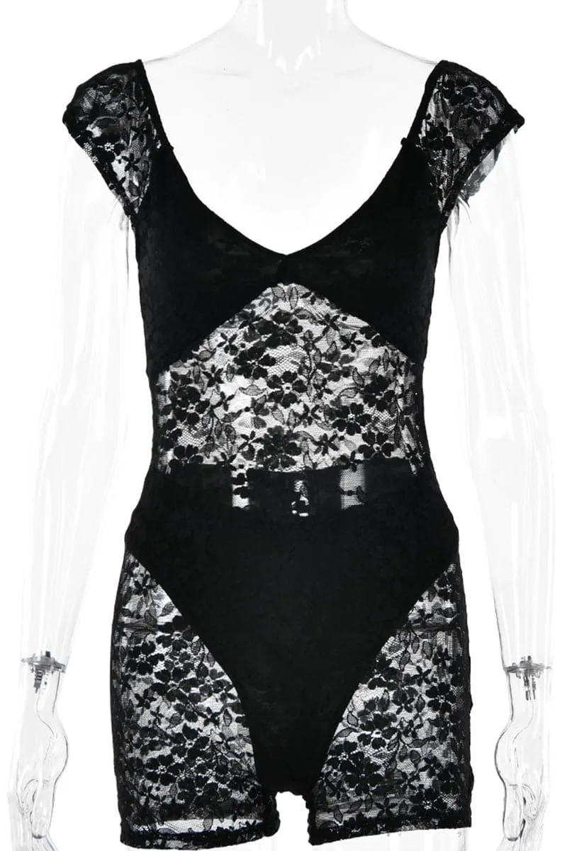 JC912 Sexy V Neck Short Sleeve Romper