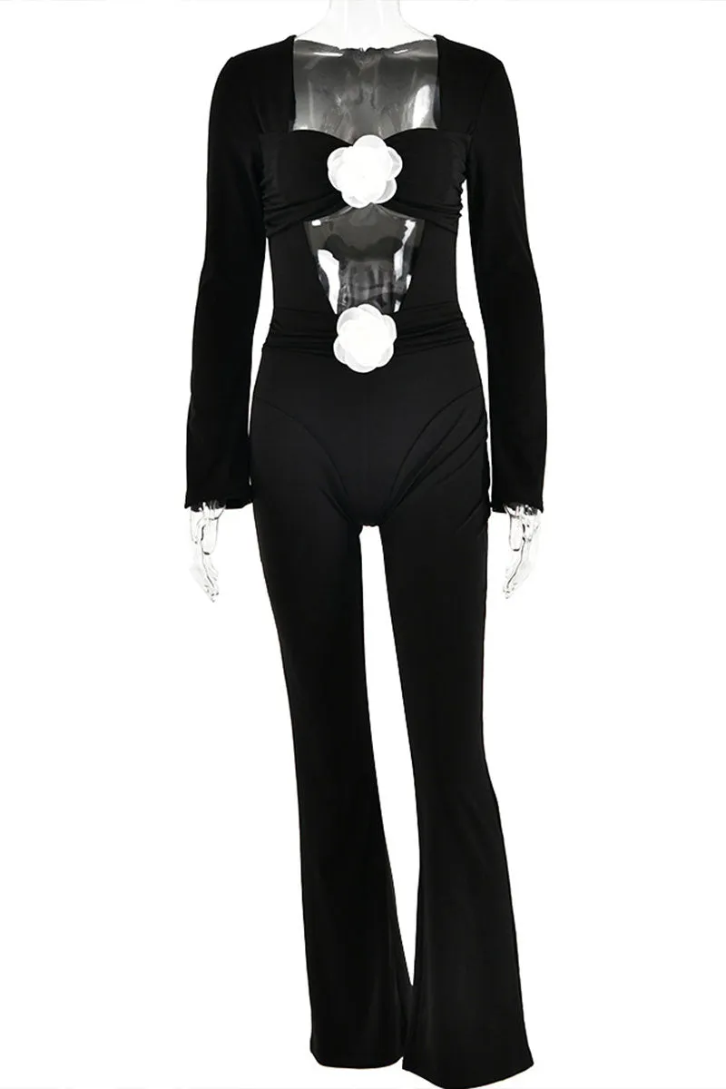 JF0266 Roses Bootcut Jumpsuits