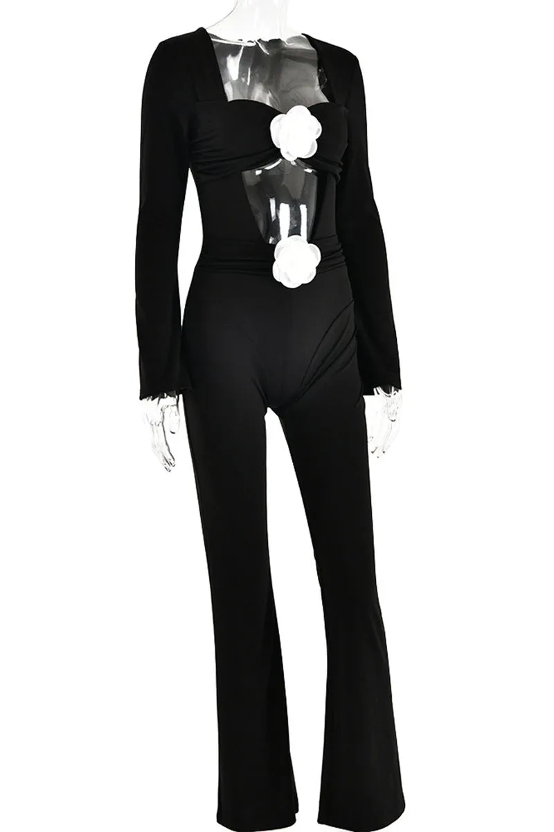 JF0266 Roses Bootcut Jumpsuits