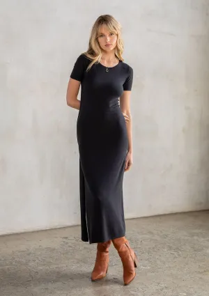 Knit Short Sleeve Sweater Fall Midi Dress