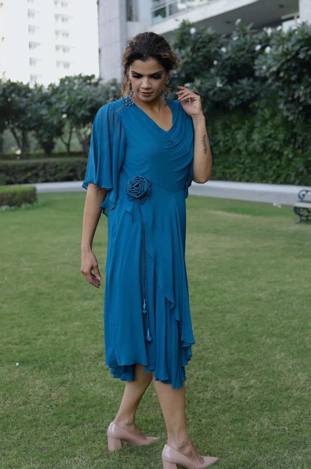 Layered Dress- Teal Blue