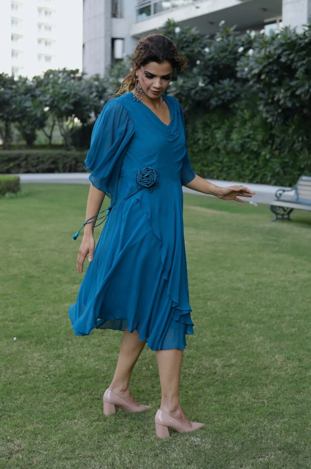 Layered Dress- Teal Blue