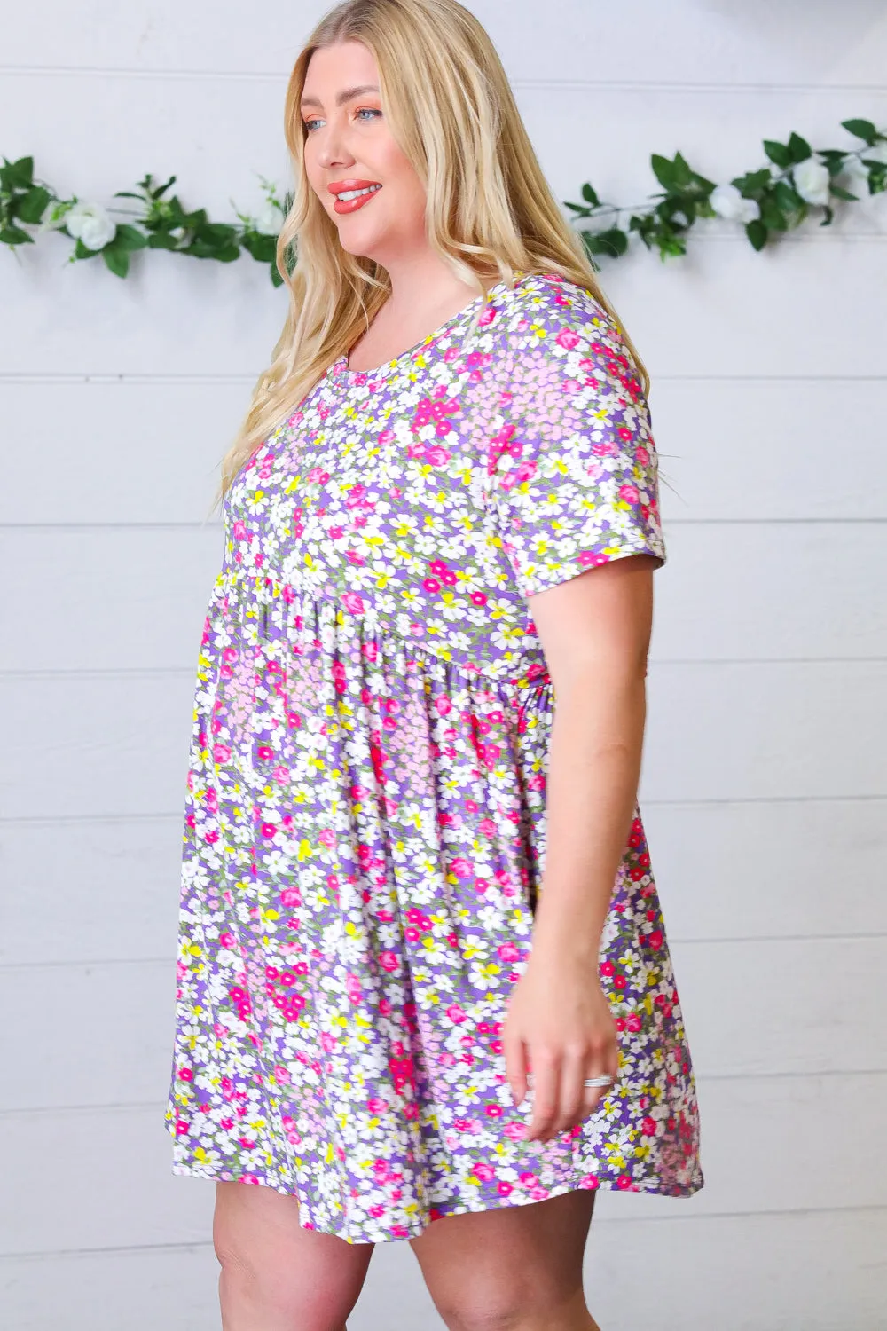 Lilac & Rose Floral Babydoll Fit and Flare Dress