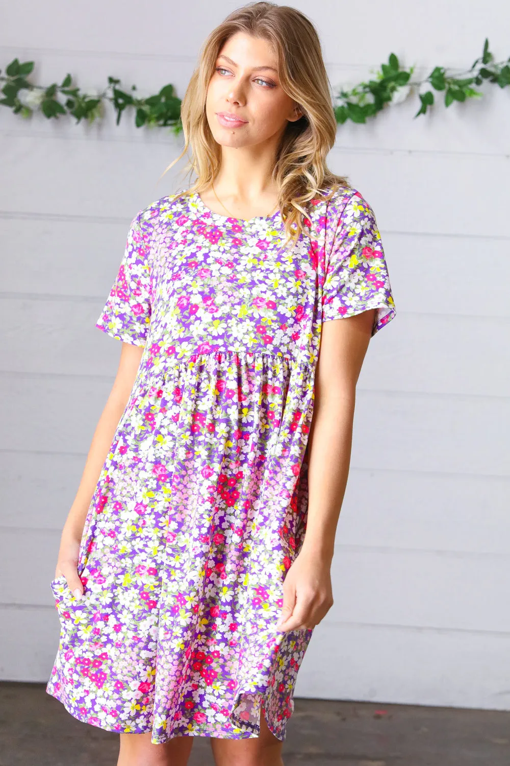 Lilac & Rose Floral Babydoll Fit and Flare Dress