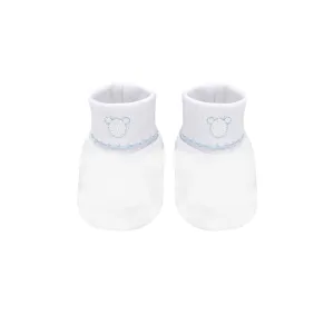 Logo Pima Cotton Booties, White & Blue