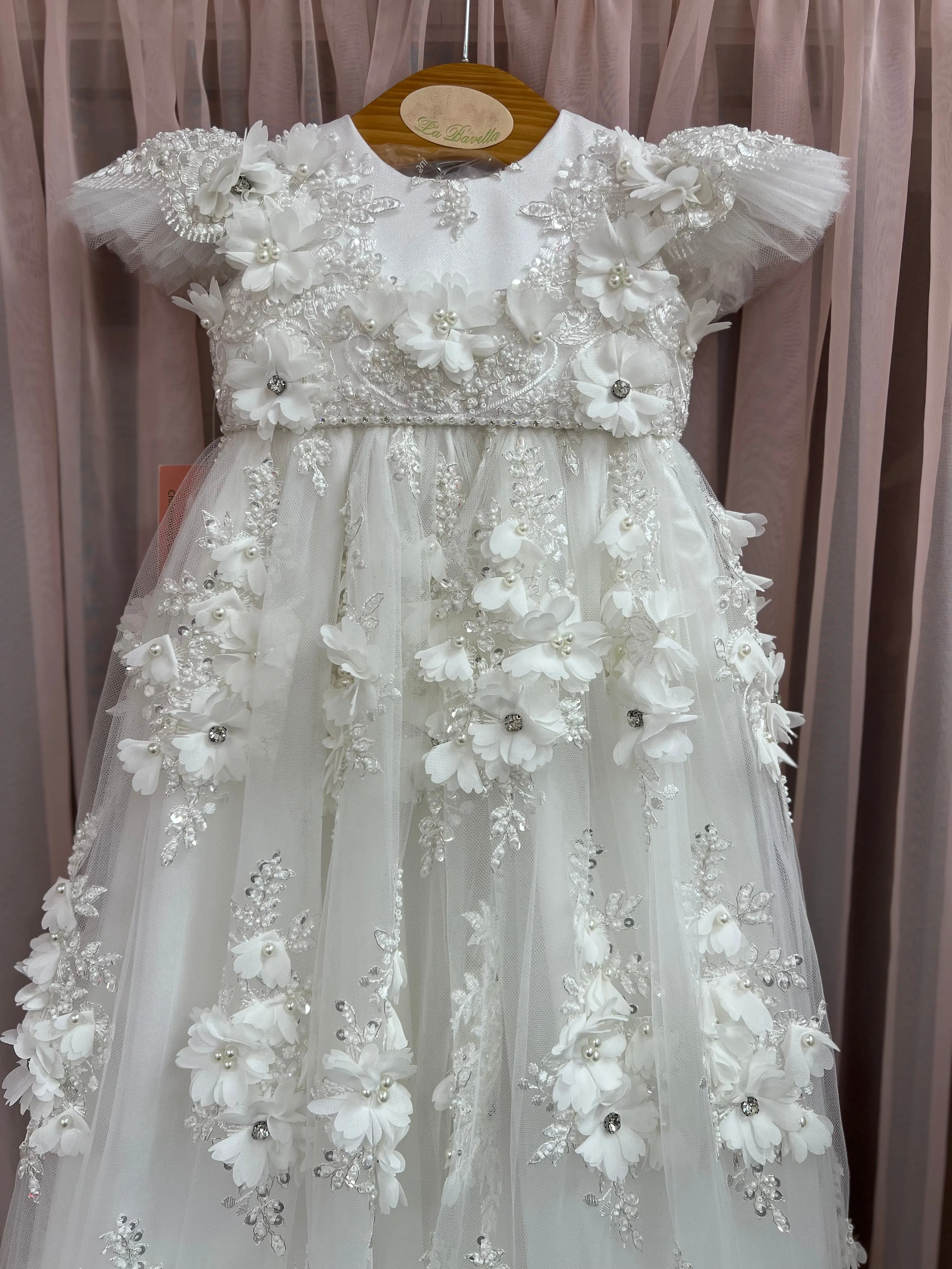 Loren special 3D lace christening Dress