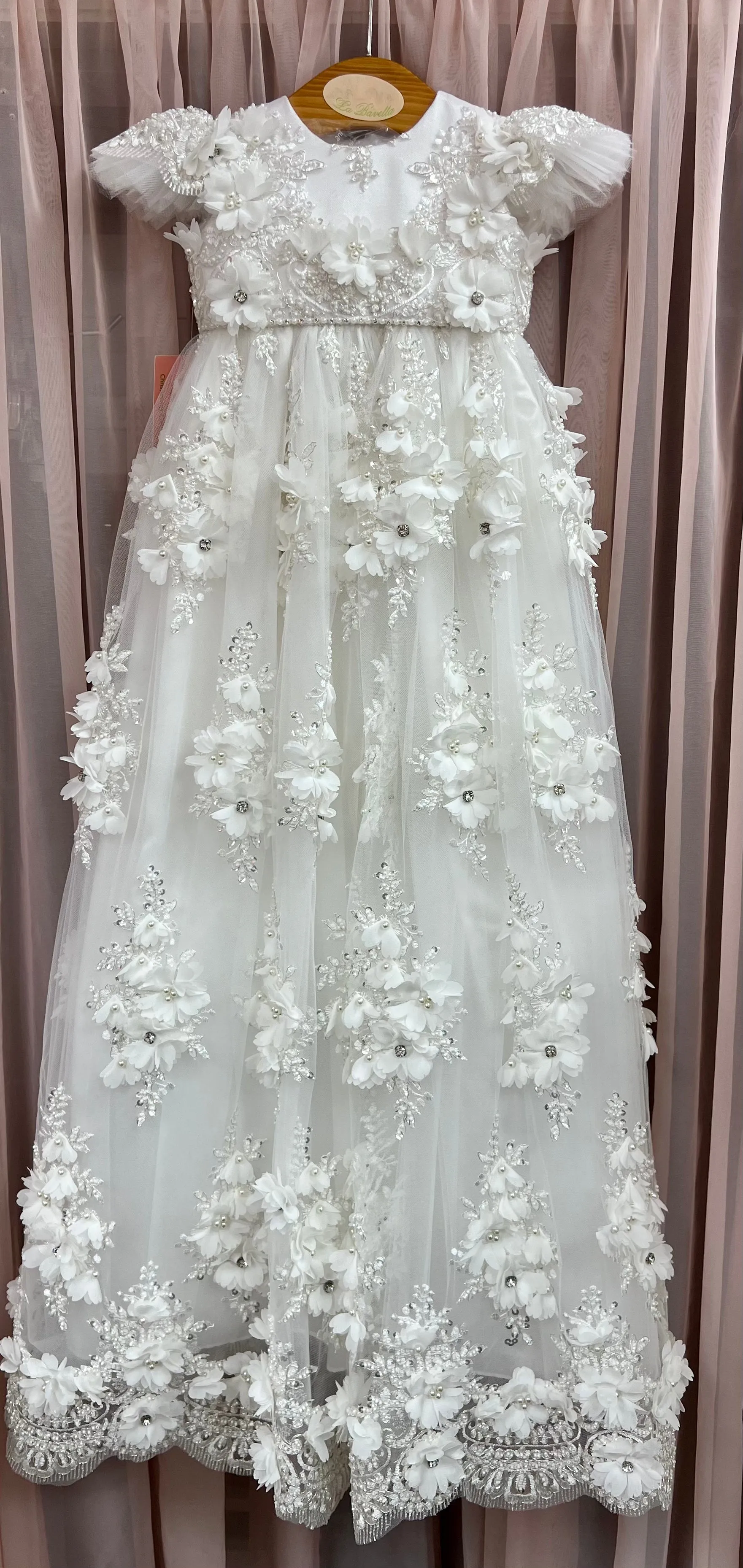Loren special 3D lace christening Dress