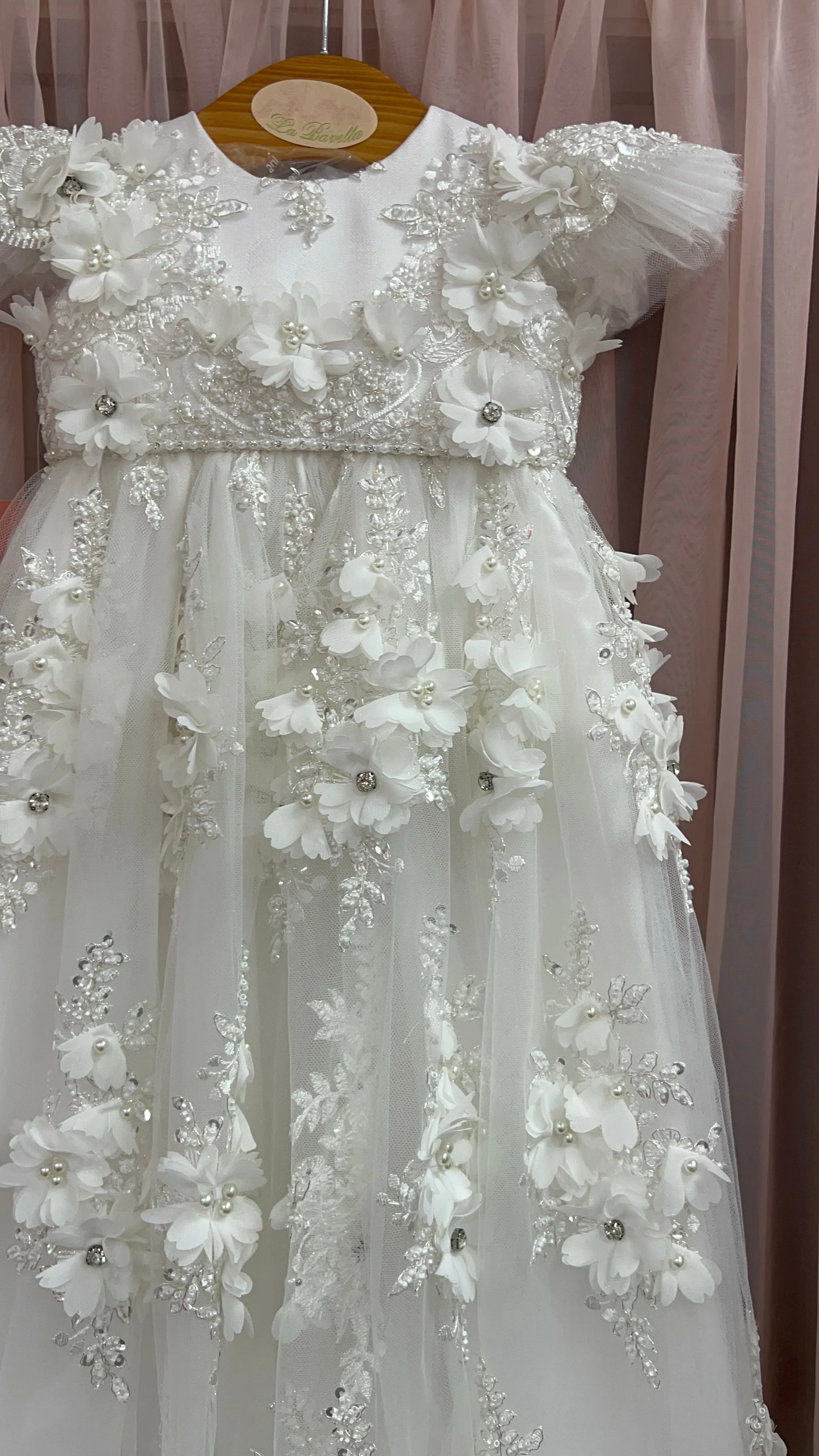 Loren special 3D lace christening Dress