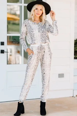 Love You So Taupe Brown Snake Jumpsuit