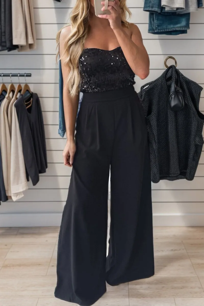 Magic Affair Black Sequin Jumpsuit