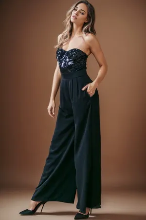 Magic Affair Black Sequin Jumpsuit