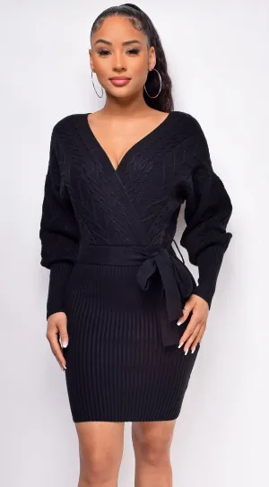 Maia Black Sweater Dress