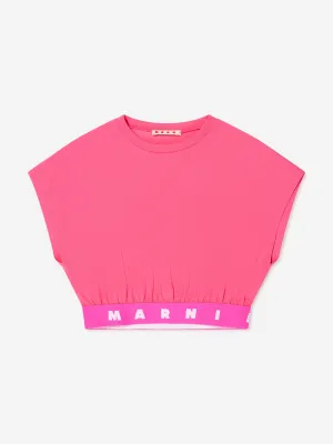 MARNI Girls Logo Band Cropped Top in Pink