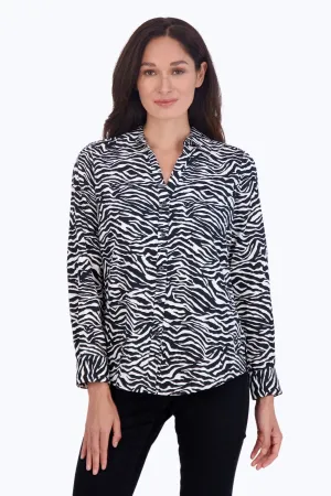 Mary No Iron Zebra Print Shirt