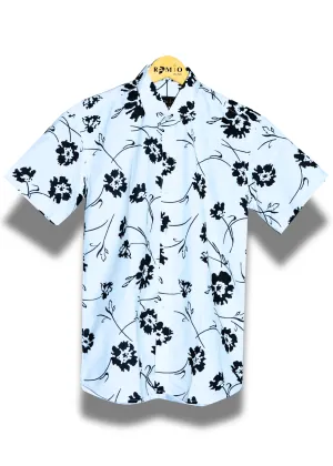 Men Regular Fit Printed Spread Collar Casual Half Sleev Shirt (F26)