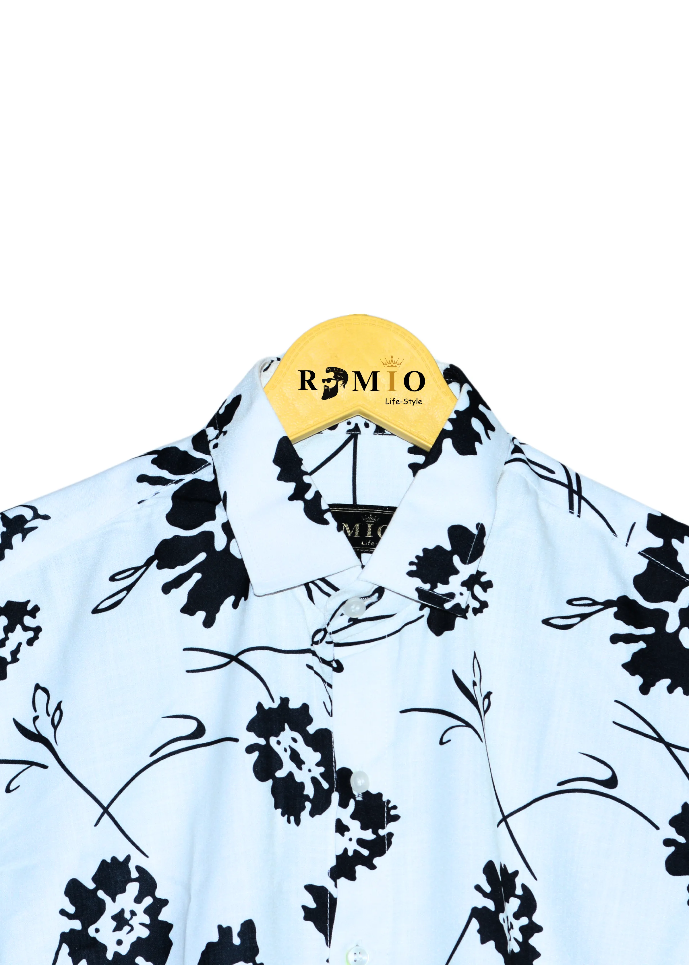 Men Regular Fit Printed Spread Collar Casual Half Sleev Shirt (F26)