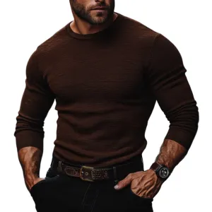 Men's Casual Round Neck Slim Fit Knitted Sweater 37882067M