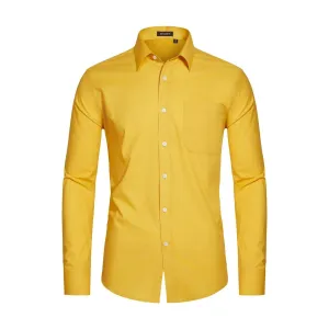 Men's Dress Shirt with Pocket - Y-BRIGHT YELLOW