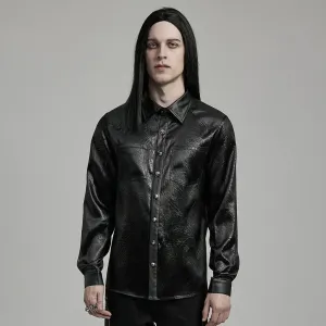 Men's Gothic Big-pocket Faux Leather Shirt
